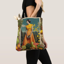 Vintage Botanik-Collage-Tasche