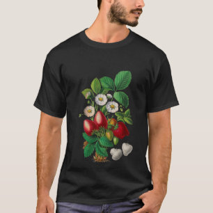 Vintage-Botanik-Erdbeere, illustriertes Obst T-Shirt