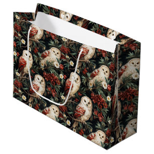 Vintage-Botanik-Eulenmuster mit floralen Akzenten Große Geschenktüte