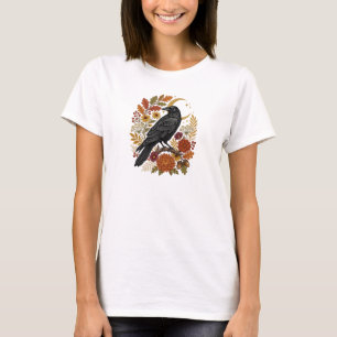 Vintage-Botanik-Himmels-Krähe-Herbst T-Shirt