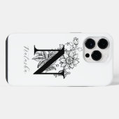 Vintage-Botanik-Initiale N-Monogramm-Name iPhone Hülle (Rückseite (Horizontal))