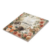 Vintage-Botanik-Katzenmutter-Gesellschaft Florale Fliese (Seite)