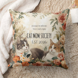 Vintage-Botanik-Katzenmutter-Gesellschaft Florale  Kissen