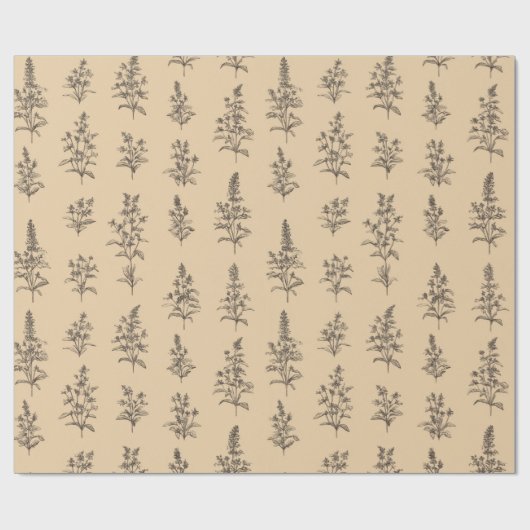 Vintage-Botanik-Kräutermuster – Neutrale Flora Geschenkpapier (Flach)