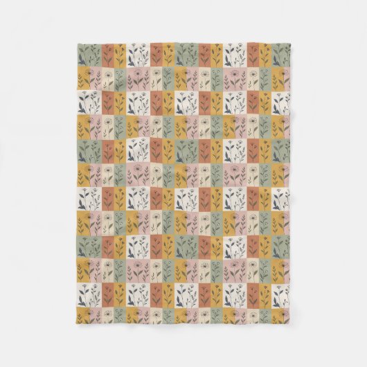 ​Vintage Botanik-Patchwork-Blumen-Decke Fleecedecke (Vorderseite)