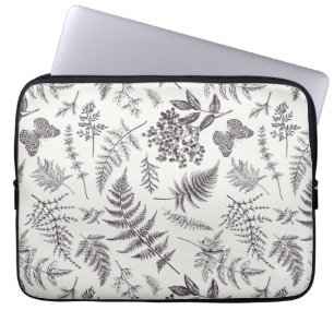 Vintage Botanik & Schmetterlingsmuster Laptopschutzhülle