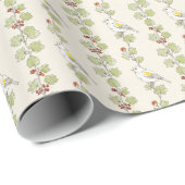 Vintage-Botanik-Singvogel & Rote Beeren Geschenkpapier (Rolleneckpunkt)