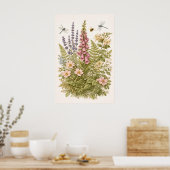 Vintage-Botanik-Wildblumengarten-Kunstposter Poster (Küche)