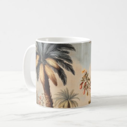 Vintage-Botanikszene mit Palmen Kaffeetasse (Vorderseite Links)