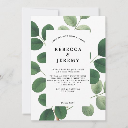 Vintage botanisch-grüne Hochzeit Einladung (Vorderseite)
