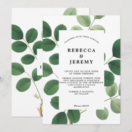 Vintage botanisch-grüne Hochzeit Einladung