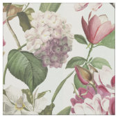 Vintage botanisch-rosa Magnolien und Hydrangeas Stoff (Nahaufnahme)