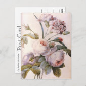Vintage botanische Abbildung, rosa Postkarte (Vorne/Hinten)