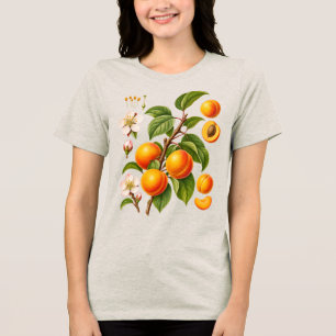 Vintage botanische Aprikosen-Illustration Tri-Blend Shirt
