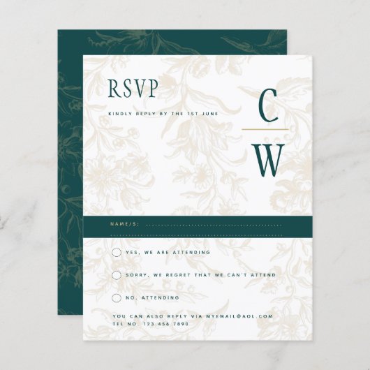 Vintage BOTANISCHE AQUAMARINE GOLD-Hochzeit (Vorne/Hinten)