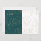 Vintage BOTANISCHE AQUAMARINE GOLD-Hochzeit Save The Date (Rückseite)