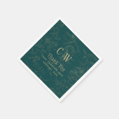 Vintage BOTANISCHE AQUAMARINE GOLD-Hochzeit Serviette (Ecke)