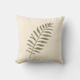Vintage botanische Aquarell-Grünblätter Kissen