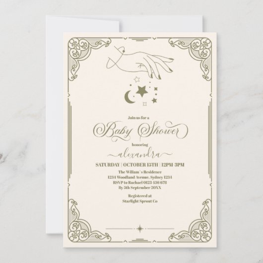 Vintage botanische Babydusche Einladung (Vorderseite)