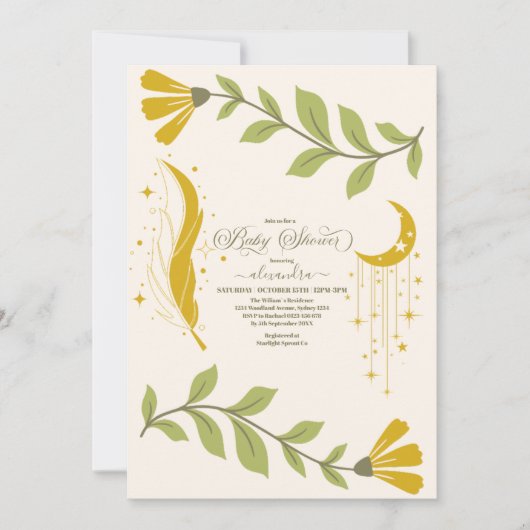 Vintage botanische Babydusche Einladung (Vorderseite)