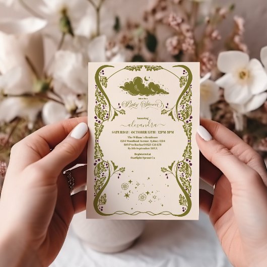 Vintage botanische Babydusche Einladung