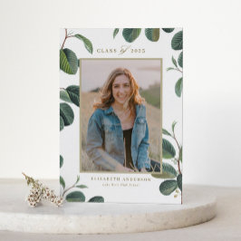 Vintage botanische Blätter Beige Foto Abschluss Einladung