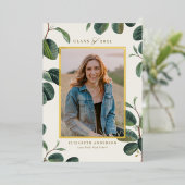 Vintage botanische Blätter Beige Foto Abschluss Folieneinladung (Stehend vorne)