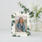 Vintage botanische Blätter Beige Foto Abschluss Postkarte (Stehend Vorderseite)