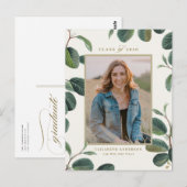 Vintage botanische Blätter Beige Foto Abschluss Postkarte (Vorne/Hinten)