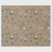 Vintage botanische Blätter Berries Pflanze und Vög Geschenkpapier (Flach)