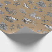 Vintage botanische Blätter Berries Pflanze und Vög Geschenkpapier (Ecke)