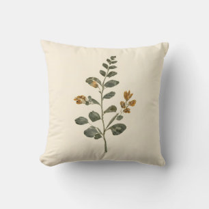 Vintage Botanische Blätter-Kräuter-Creme Kissen