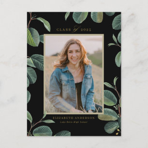 Vintage botanische Blätter Schwarzes Foto Abschlus Postkarte