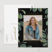 Vintage botanische Blätter Schwarzes Foto Abschlus Postkarte (Vorne/Hinten)