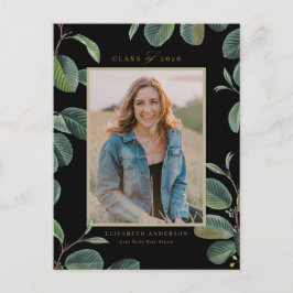 Vintage botanische Blätter Schwarzes Foto Abschlus Postkarte