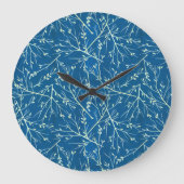 Vintage botanische Blätter Twigs Große Wanduhr (Vorderseite)