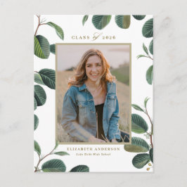 Vintage botanische Blätter Weißes Foto Abschluss Postkarte