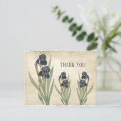 Vintage botanische blaubärtige Ire Vielen Dank Postkarte (Stehend Vorderseite)