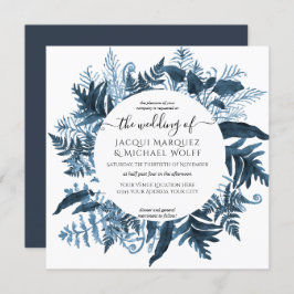 Vintage botanische Blaue Vegetation Einladung