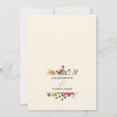 Vintage botanische Blume Einladung zur Hochzeit (Rückseite)