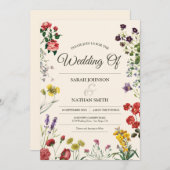 Vintage botanische Blume Einladung zur Hochzeit (Vorne/Hinten)