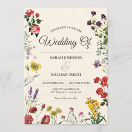 Vintage botanische Blume Einladung zur Hochzeit