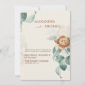 Vintage botanische Blume Einladung zur Hochzeit (Vorderseite)