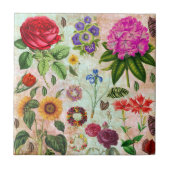 Vintage botanische Blume Illustrationen Naturkunst Fliese (Vorderseite)