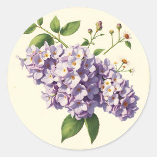 Vintage botanische Blume Lilac und Chamomile Runder Aufkleber
