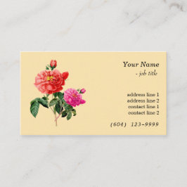 Vintage botanische Blume rot, rosa Visitenkarte
