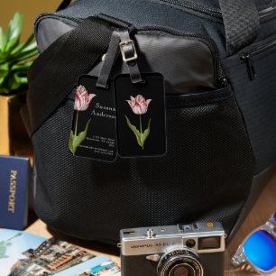 Vintage botanische Blume Schwarz Gepäckanhänger