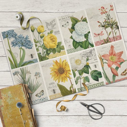 Vintage botanische Blume Seidenpapier