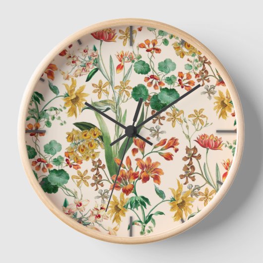 Vintage botanische Blume Uhr (Vorderseite)