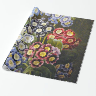 Vintage botanische Blumen-Aquarell-Kunst Aurikeln Geschenkpapier